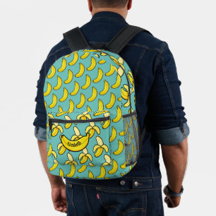 Sac À Dos Imprimé Cute Aqua Bleu Banane Jaune Personnalisée