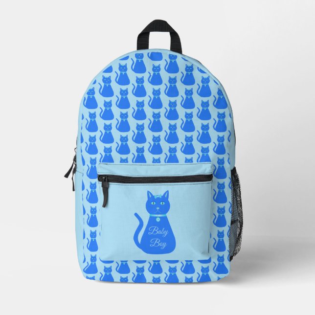 Sac À Dos Imprimé Cute Blue Baby Boy Chat Personnalisé (Recto)