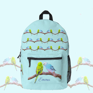 Sac À Dos Imprimé Cute budgie couple - enfants personnalisés