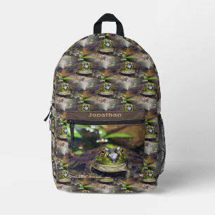 Sac À Dos Imprimé Cute Bullfrog Visage Animal Motif Personnalisé