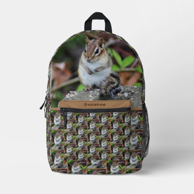 Sac À Dos Imprimé Cute Chipmunk Faune Animal Personnalisé (Recto)