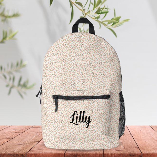 Sac À Dos Imprimé Cute Coquette Esthétique Orange Floral Personnalis (Créateur téléchargé)