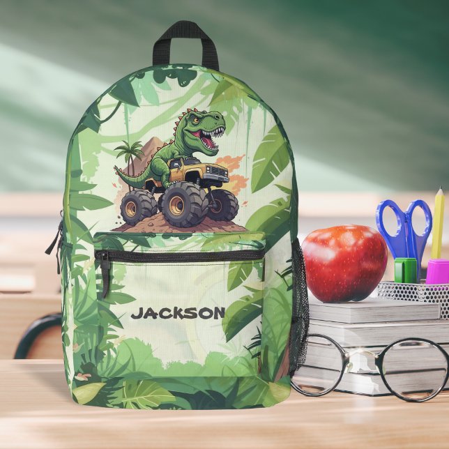 Sac À Dos Imprimé Cute Dinosaur Monster Camion Enfants Personnalisé (Créateur téléchargé)
