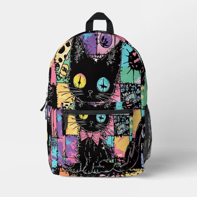 Sac À Dos Imprimé Cute Kawaii Pastel Goth Chat Déplaisant (Recto)