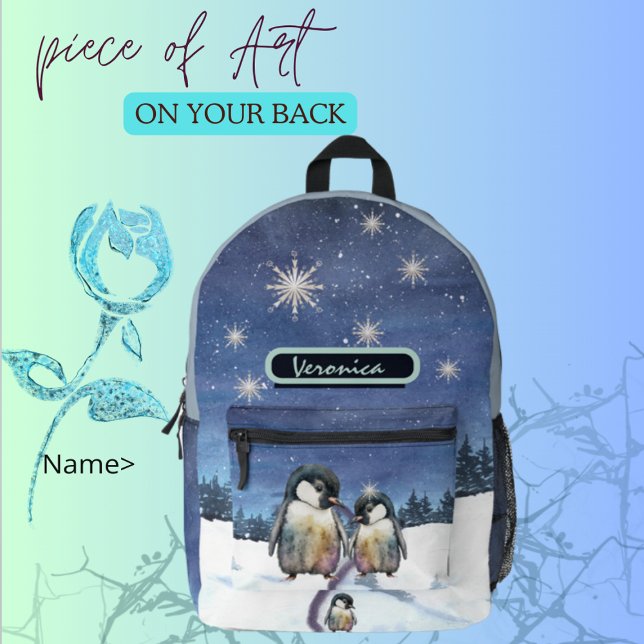 Sac À Dos Imprimé Cute Penguin (Watercolor Penguin backpack )