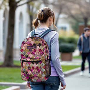 Sac À Dos Imprimé Cute rose rose or sirène échelles girly