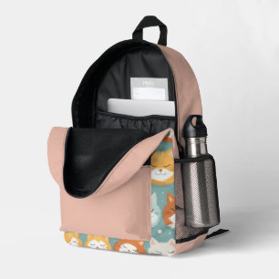 Sac À Dos Imprimé Cute Sleepy chats nom personnalisé