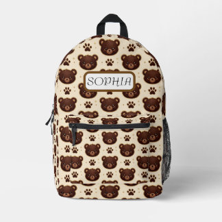 Sac À Dos Imprimé Cute Teddy Bear & Paw Print Pattern Backpack