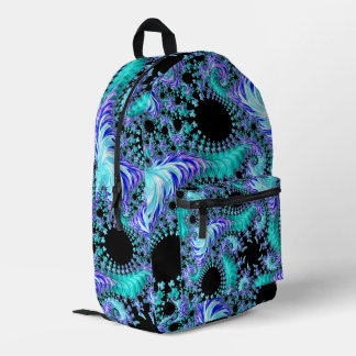 Sac À Dos Imprimé Cyan Tentacle psychédélique Abstrait art fractal