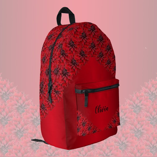 Sac À Dos Imprimé Dahlias rouge sang dans le style gothique, personn (Créateur téléchargé)