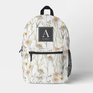 Sac À Dos Imprimé Daisy Floral Pattern Aquarelle Monogramme