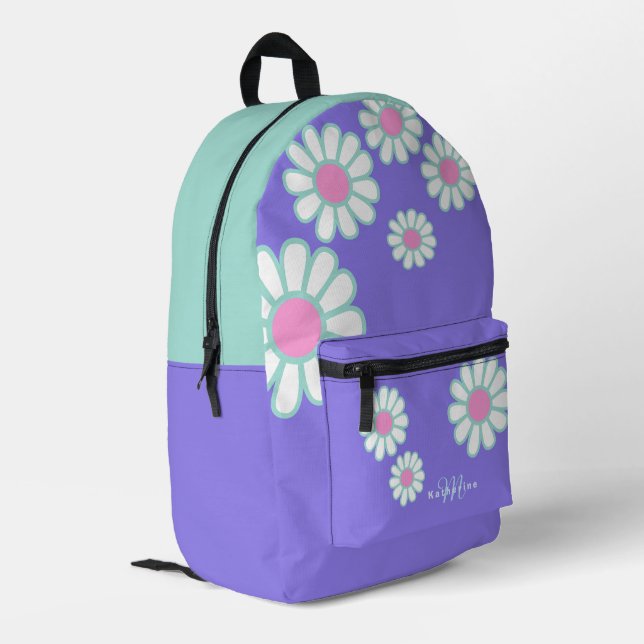 Sac À Dos Imprimé Daisy Simple Monogramme Violet (Coin arrière gauche)
