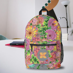 Sac À Dos Imprimé Danse complexe Fleurs colorées et Foliage