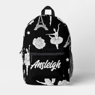 Sac À Dos Imprimé Danse personnalisée en noir et blanc