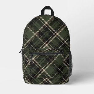 Sac À Dos Imprimé Dark Academia Épince foncée Vert Plaid