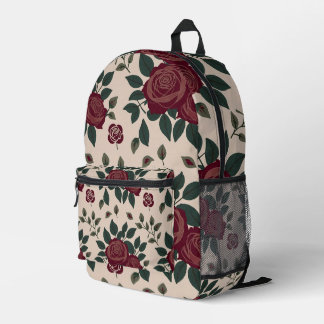 Sac À Dos Imprimé Dark Red Roses With Green Leaves