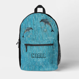 Sac À Dos Imprimé Dauphins et bulles amusants Océan Personnalisé