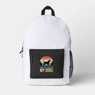 Sac À Dos Imprimé Demandez-moi à propos de mon chien Retro Sunset_1
