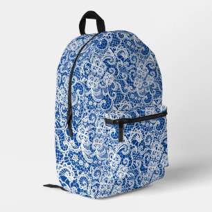 Sac À Dos Imprimé Dentelle blanche en bleu