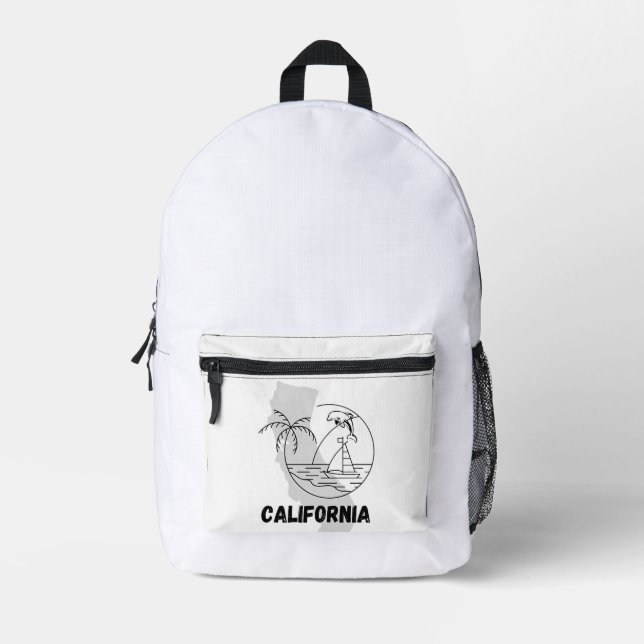Sac À Dos Imprimé Design CALIFORNIE USA (Recto)