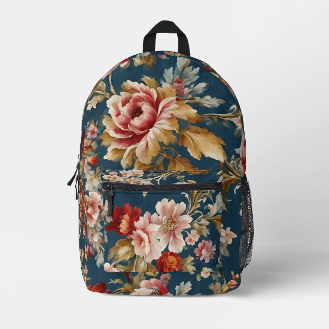 Sac À Dos Imprimé Design floral italien sophistiqué (Recto)