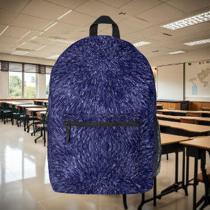 Sac À Dos Imprimé Design moderne et chic en bleu foncé, effet paille