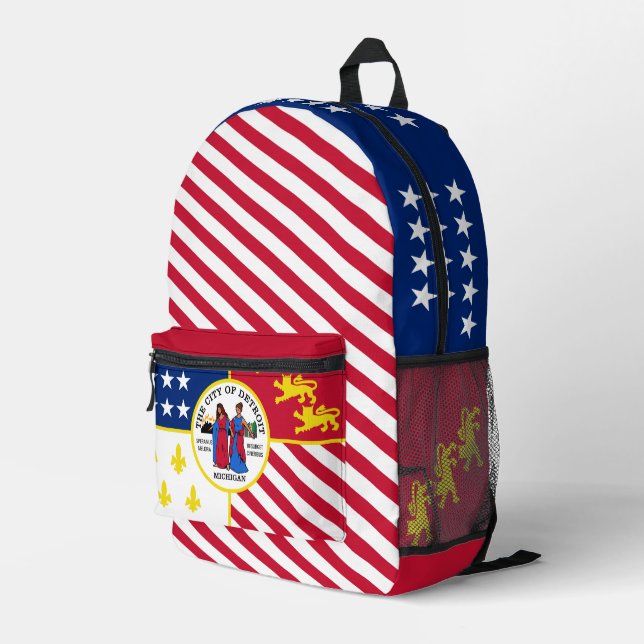 Sac À Dos Imprimé Detroit flag-themed design, city pride (Coin arrière droit)