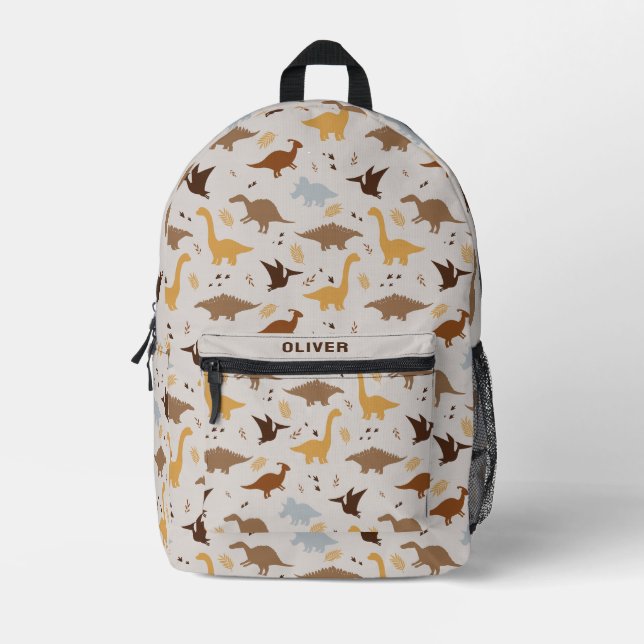 Sac À Dos Imprimé Dinosaur Dino Motif à la crème neutre moderne (Recto)
