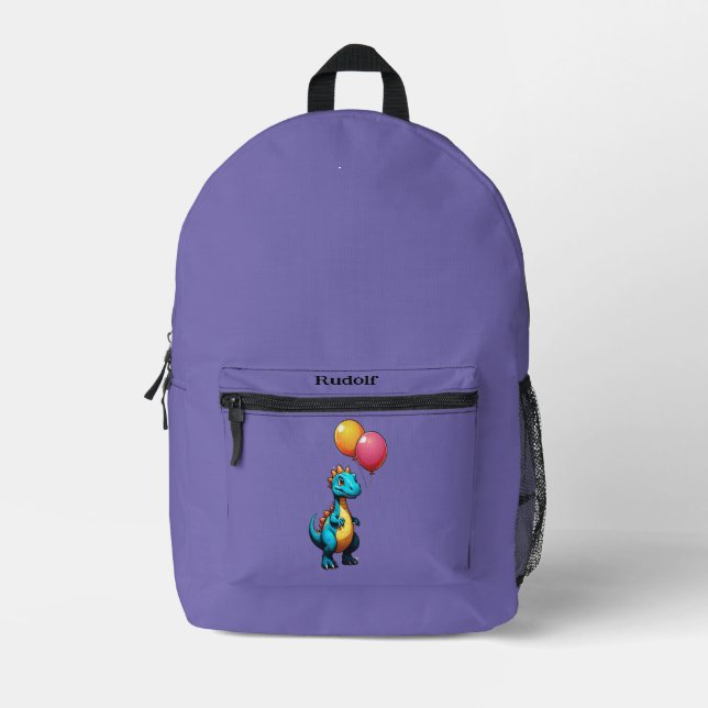 Sac À Dos Imprimé dinosaure bleu avec ballons (Recto)