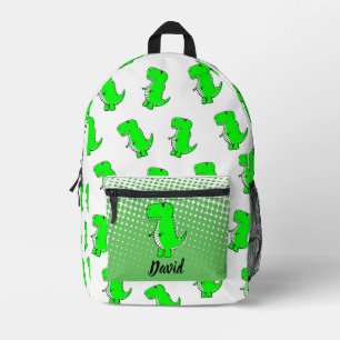 Sac À Dos Imprimé Dinosaure vert Nom personnalisé du dessin
