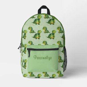 Sac À Dos Imprimé Dinosaures bébé vert avec nom personnalisé