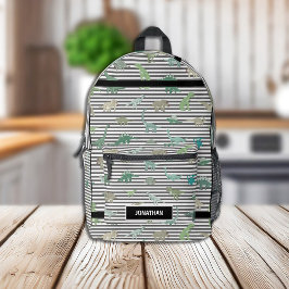 Sac À Dos Imprimé Dinosaures verts aux rayures noires et blanches