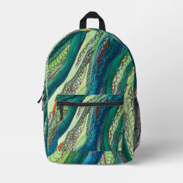 Sac À Dos Imprimé Doodle art blues et greens