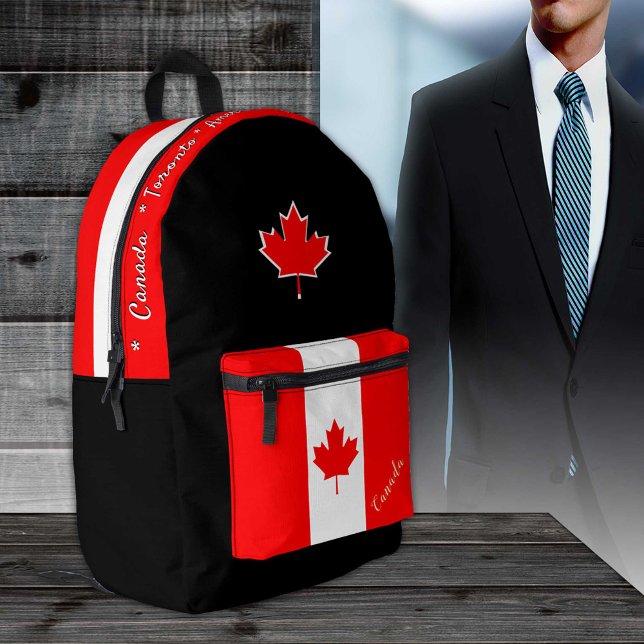 Sac À Dos Imprimé Drapeau canadien, Canada, noir patriote (Créateur téléchargé)