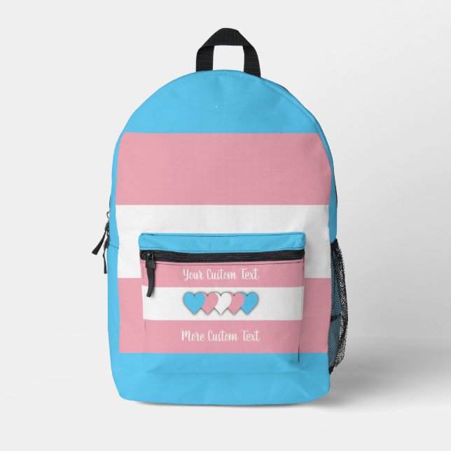 Sac À Dos Imprimé Drapeau de fierté transgenre avec texte (Recto)