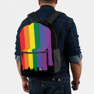 Sac À Dos Imprimé Drapeau LGBT Rainbow Pride avec texte