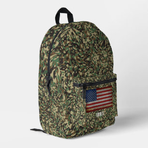 Sac À Dos Imprimé Drapeau personnalisé Camouflage vert Nom personnal