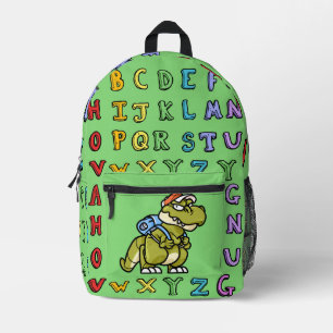 Sac À Dos Imprimé Drôle mignon dessiné à la main dinosaure et alphab