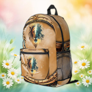 Sac À Dos Imprimé Dualité de force, le lion et la femme.