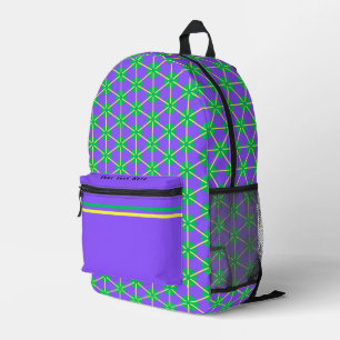 Sac À Dos Imprimé Éclatement géométrique en violet, vert et jaune