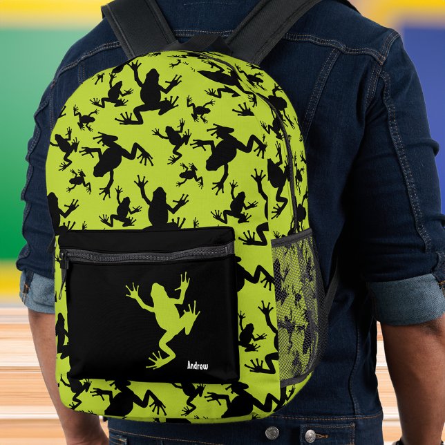 Sac À Dos Imprimé École Motif pour enfants Green et Black Frog (Créateur téléchargé)