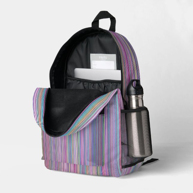 Sac À Dos Imprimé Écran TV cassé Rainbow strié (Coin arrière droit (ouvert))