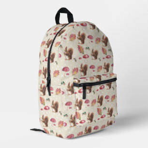 Sac À Dos Imprimé Écureuils et tabourets Motif d'automne