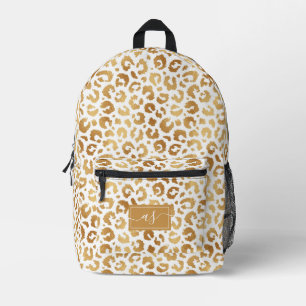 Sac À Dos Imprimé Élégant blanc d'huile d'or Leopard Imprimer Monogr