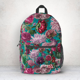 Sac À Dos Imprimé Elégant bleu aqua Vintage monogramme floral