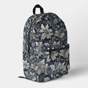 Sac À Dos Imprimé Elégant bleu poussiéreux argent blanc gris gris fl