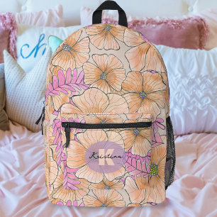 Sac À Dos Imprimé Elégant Bohème Aquarelle Peach Fleurs roses
