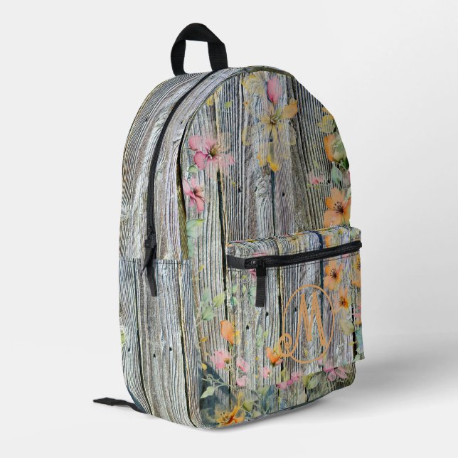 Sac À Dos Imprimé Elégant botanique fleur sauvage de bois rustique (Coin arrière gauche)