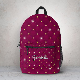 Sac À Dos Imprimé Élégant faux paillettes rouge argent monogrammé