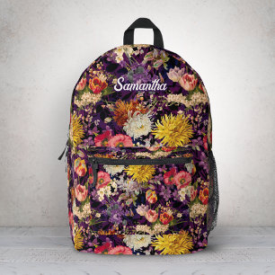 Sac À Dos Imprimé Élégant jaune violet floral